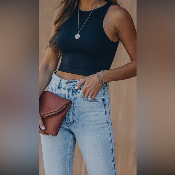 REORIA Women's  Sleeveless High Neck
Racerback Cropped Tank Tops, Halter Neck - Picture 2 of 7